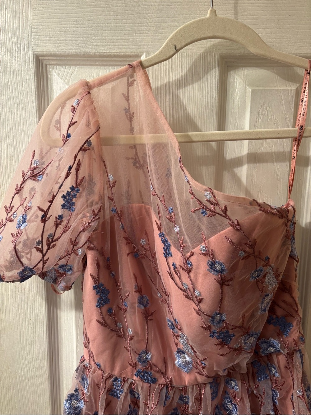 Chi Chi London Pink One-Shoulder Embroidered Mini Dress - Picture 9 of 9